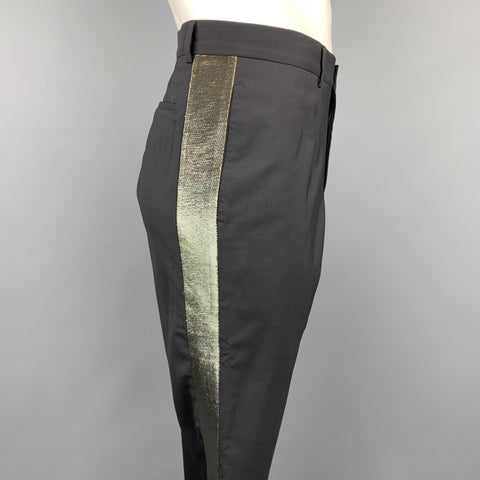 ROBERTO CAVALLI Size 38 Black Wool Tuxedo Dress Pants
