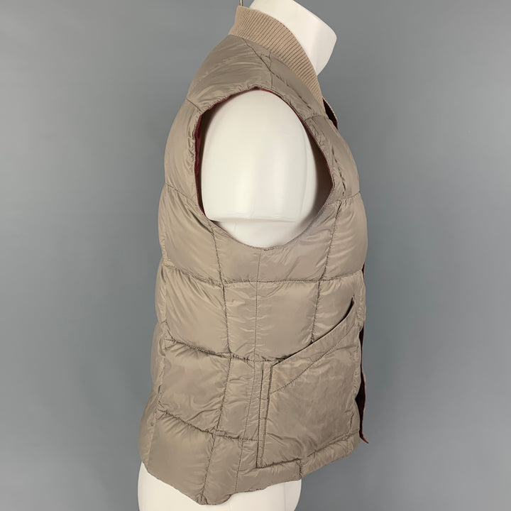 BRUNELLO CUCINELLI Taille S Gilet réversible matelassé rouge taupe