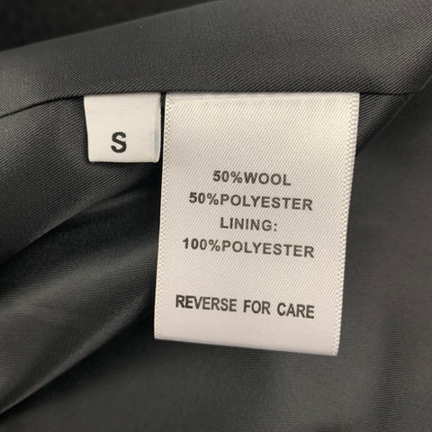 F Size S Black Wool Polyester Single Breasted Coat
