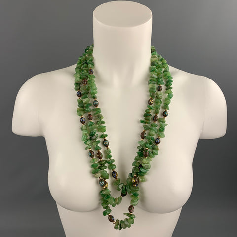 VINTAGE Green Periodt Stone Layered Necklace