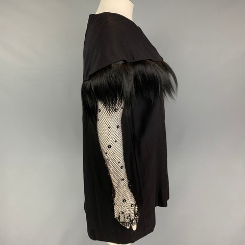 Vintage LILLI DIAMOND Size M Black Mixed Fabrics Fur Coat
