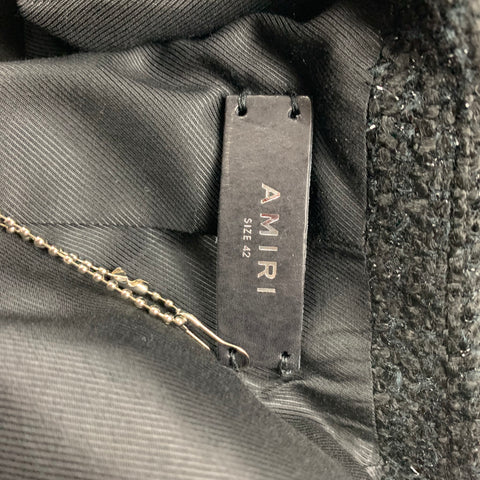 AMIRI Taille M Manteau à patte cachée en tweed mélangé de polyester noir