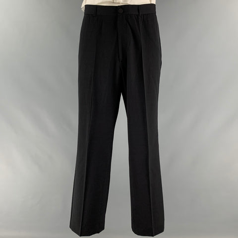 MOSCHINO Size 46 Black Solid Polyamide-Blend Notch Lapel Tuxedo