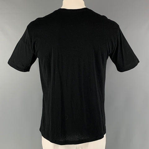 GUCCI Size S Black Red Embroidery Cotton Crew-Neck T-shirt