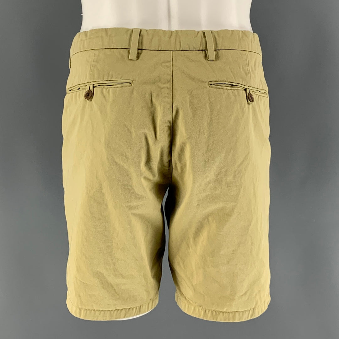 UNIS Size 34 Khaki Solid Cotton Button Fly Shorts