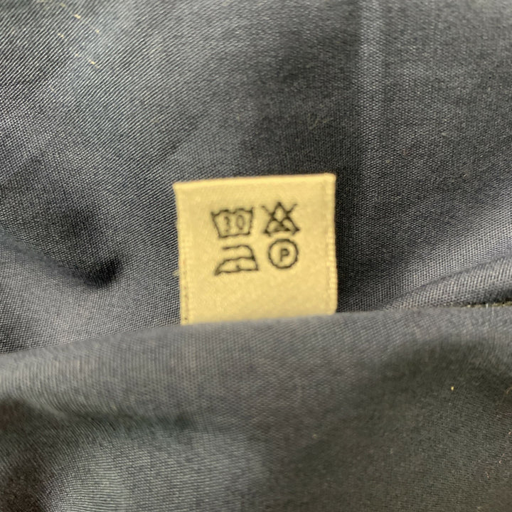 ATELIER Size XXL Navy Solid Cotton Button Up Long Sleeve Shirt