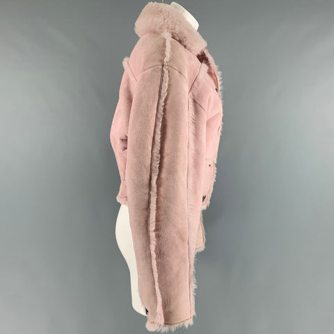 SAKS POTTS Taille M Veste courte en peau de mouton rose