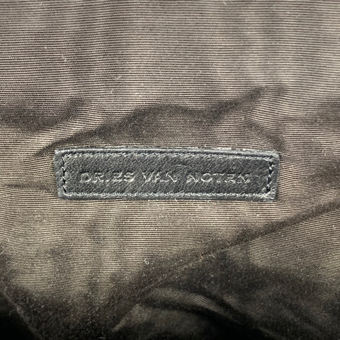 DRIES VAN NOTEN Tan Embroidered Detachable Black Leather Shoulder Combo Handbag-Clutch