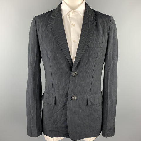 COMME des GARCONS HOMME PLUS Size XL Slate Vertical Stripe Wool Blend Sport Coat