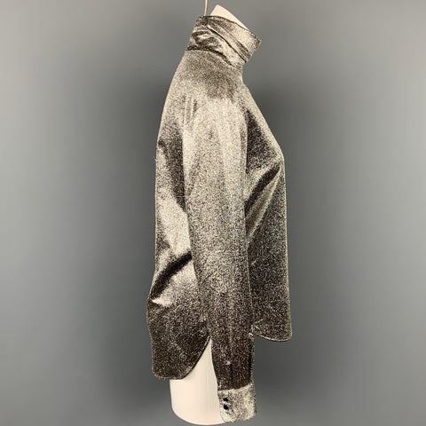 CEDRIC CHARLIER Taille 4 Haut habillé en soie/polyester métallisé argenté