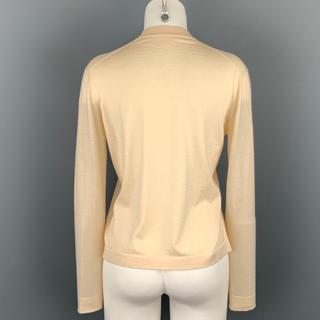 VINTAGE Size M Cream Knitted Cashmere / Silk Asymmetrical Cardigan