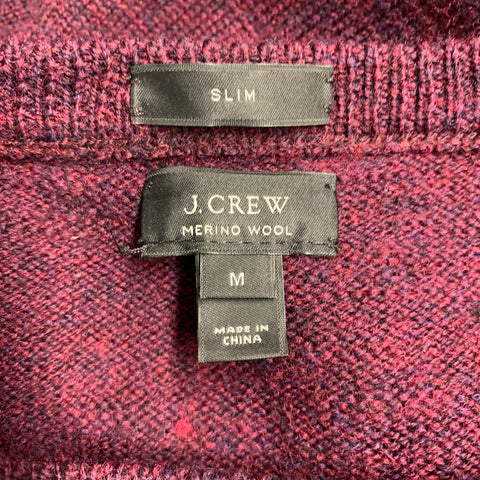 J.CREW Size M Burgundy Merino Wool Crew Neck Pullover