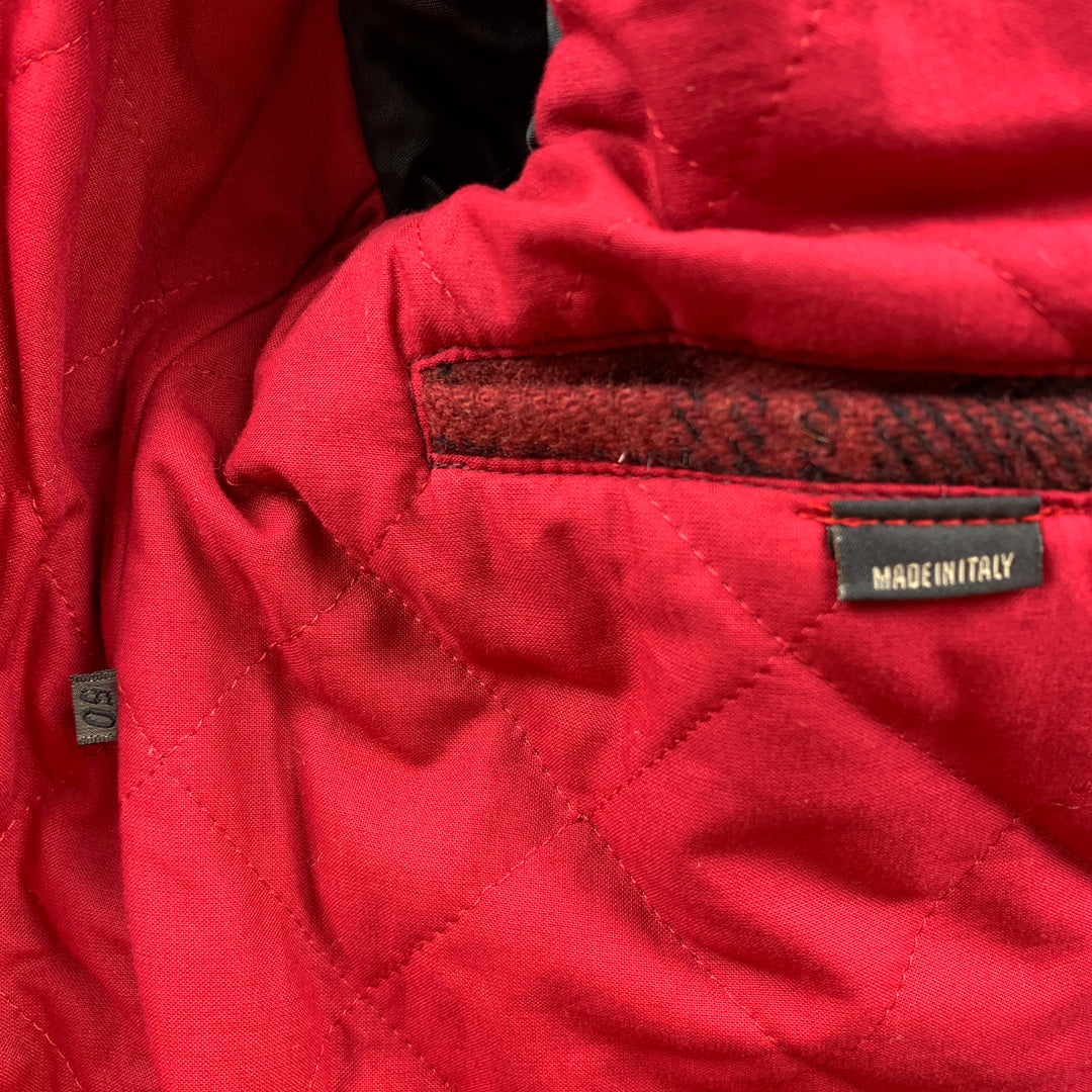 JOHN BARTLETT Uniform Size 40 Red & Black Plaid Wool Blend Zip Up Jacket