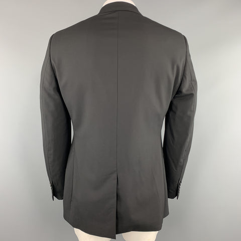 DIOR HOMME Taille 44 Costume à deux boutons en laine vierge noire à revers cranté