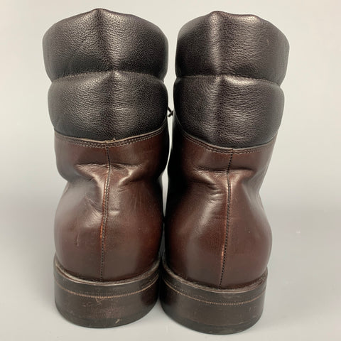 EMPORIO ARMANI Taille 9 Bottes à lacets doublées de fausse fourrure en cuir marron