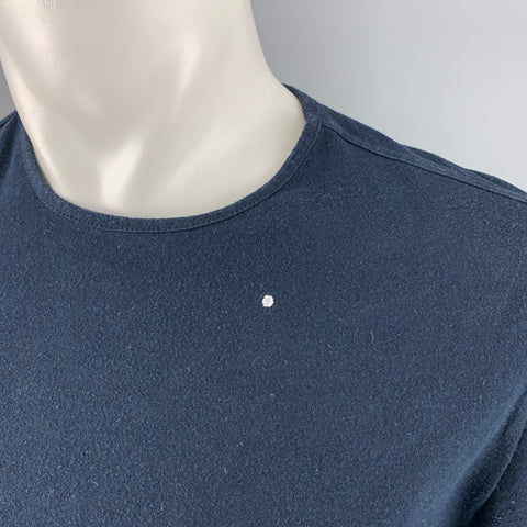 CAMO Size M Navy White Embroidery Cotton  Polyamide Crew Neck T-shirt