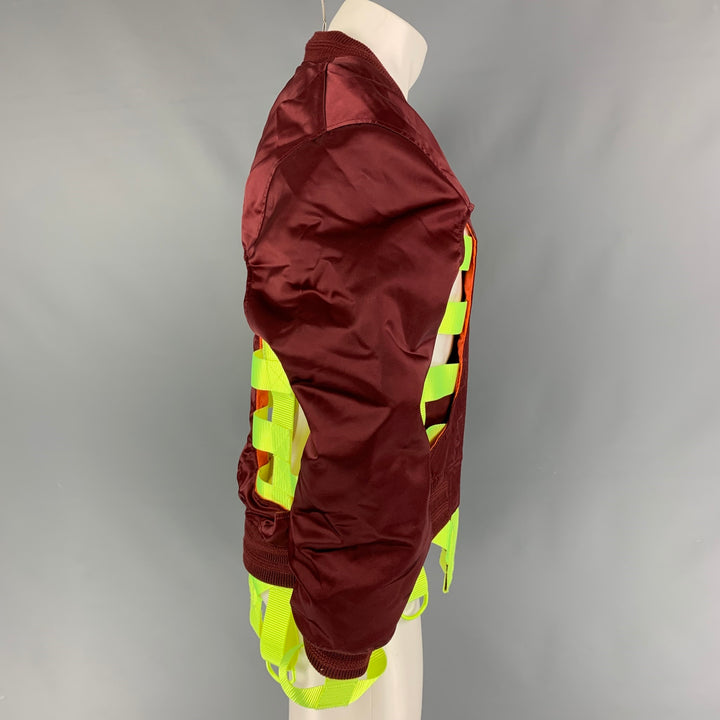 WALTER VAN BEIRENDONCK SS 19 Wild is the Wind Size S Burgundy Neon Skeleton Bomber Jacket