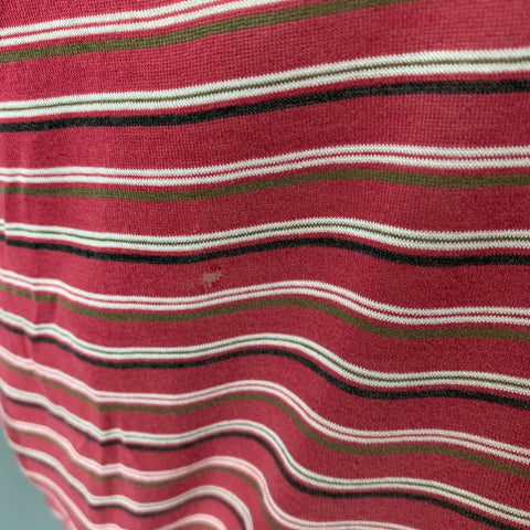 Taille M DIOR HOMME Polo boutonné en coton rayé rouge noir