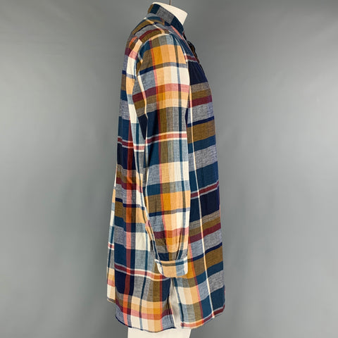 ASHLAND SHIRT & PAJAMA CO. Size L Blue Multi-Color Plaid Long Sleeve Shirt