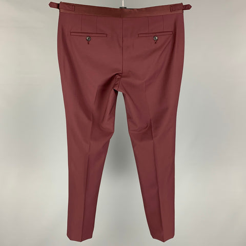 PAUL SMITH Size 32 Burgundy Wool Mohair Zip Fly Dress Pants
