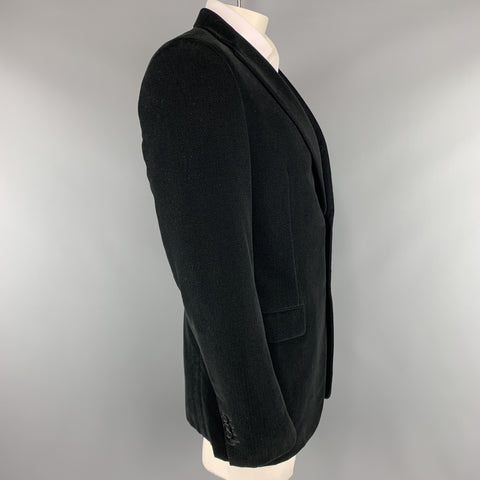 LOUIS VUITTON Size 44 Textured Black Cotton Velvet Notch Lapel Sport Coat