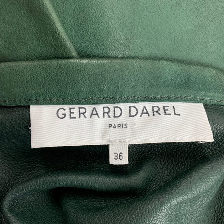 GERARD DAREL Taille 4 Jupe trapèze en peau d'agneau vert