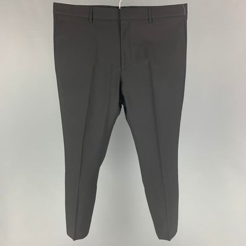 VALENTINO Size 36 Black Wool Mohair Flat Front Dress Pants