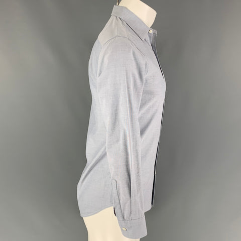 THEORY Size XS Blue White Oxford Cotton Long Sleeve Shirt