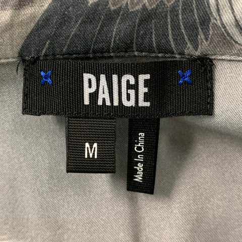 PAIGE Size M Gray &  White Rayon Button Down Short Sleeve Shirt