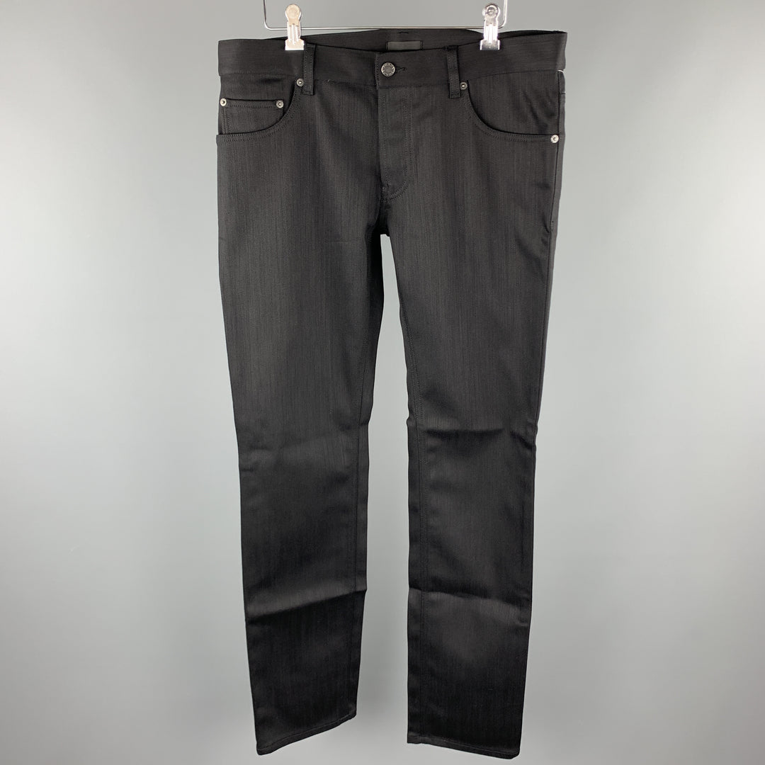 PRADA Talla 34 Jeans negros con bragueta de botones de algodón / poliuretano lisos