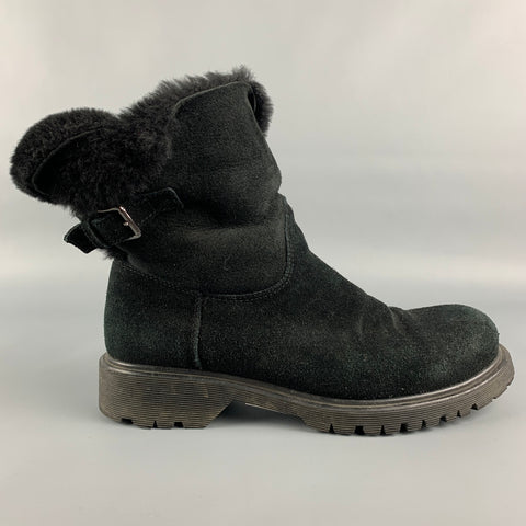 LA CANADIENNE Miel Talla 8 Botines sin cordones de piel de oveja negra