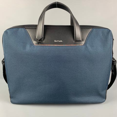 PAUL SMITH Navy Black Two Tone Canvas Folio Travel Bag