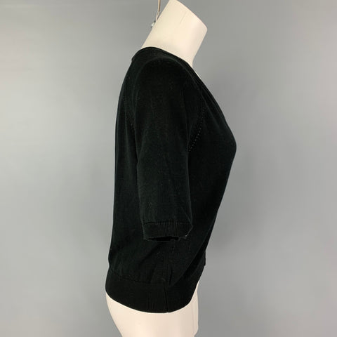 DOLCE & GABBANA Size 4 Black Cotton Short Sleeve Cardigan