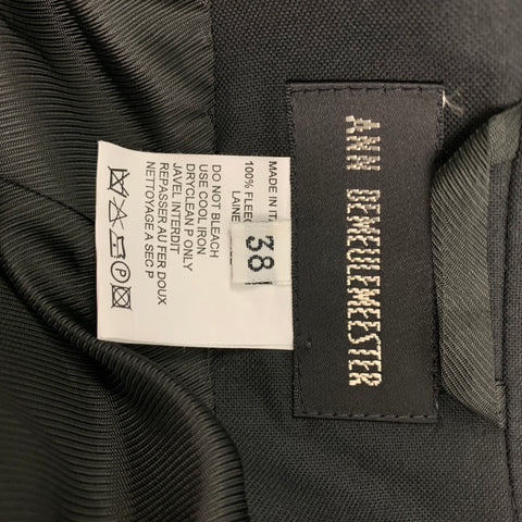 ANN DEMEULEMEESTER Size 4 Black Wool Peak Lapel Pants Suit