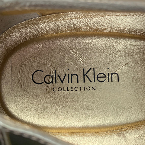 CALVIN KLEIN COLLECTION Size 12 Gold Leather Lace Up Shoes