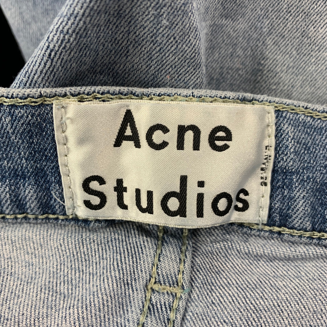 ACNE STUDIOS Talla 33 Vaqueros de algodón con puntadas en contraste azul claro