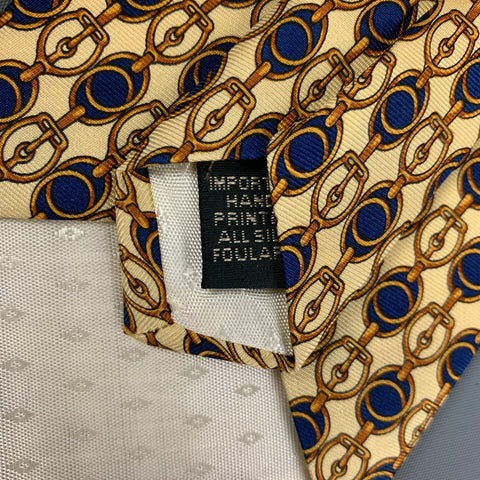 METROPOLITANVIEW Yellow Navy Equestrian Silk Tie