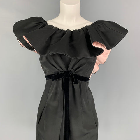MARC JACOBS RUNWAY Size 6 Black Silk Pale Pink Low Back Dress