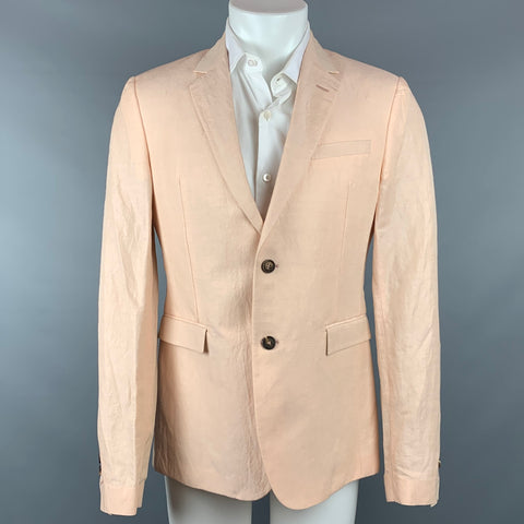 ROBERTO CAVALLI Size 40 Peach Textured Linen / Silk Sport Coat