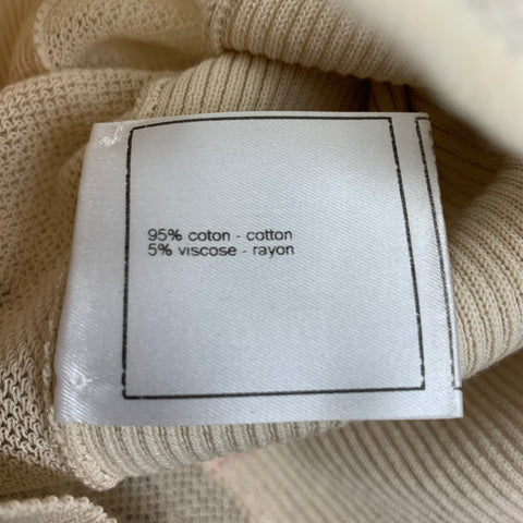 CHANEL R8241 04P Size 6 Beige Cotton Rayon Ribbed Tank Top