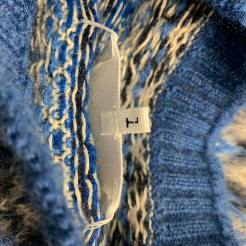 MAISON MARGIELA SS 22 by John Galliano Size L Blue White Wool Cotton Fair Isle Sweater