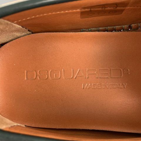 DSQUARED2 Size 10 Blue Antique Leather Drivers Loafers