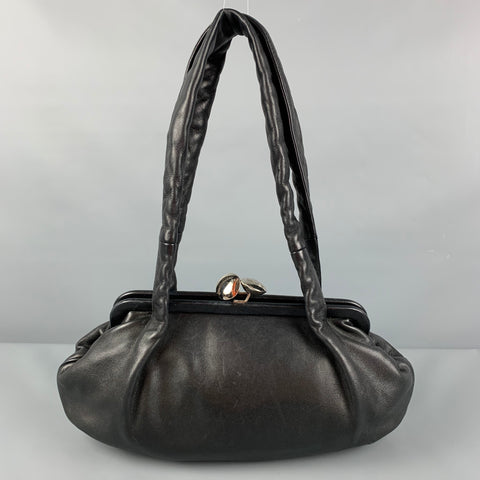CHANEL Black Leather CC Embossed Satchel Handbag