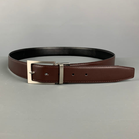 VINTAGE Taille 38 Ceinture en cuir réversible marron noir