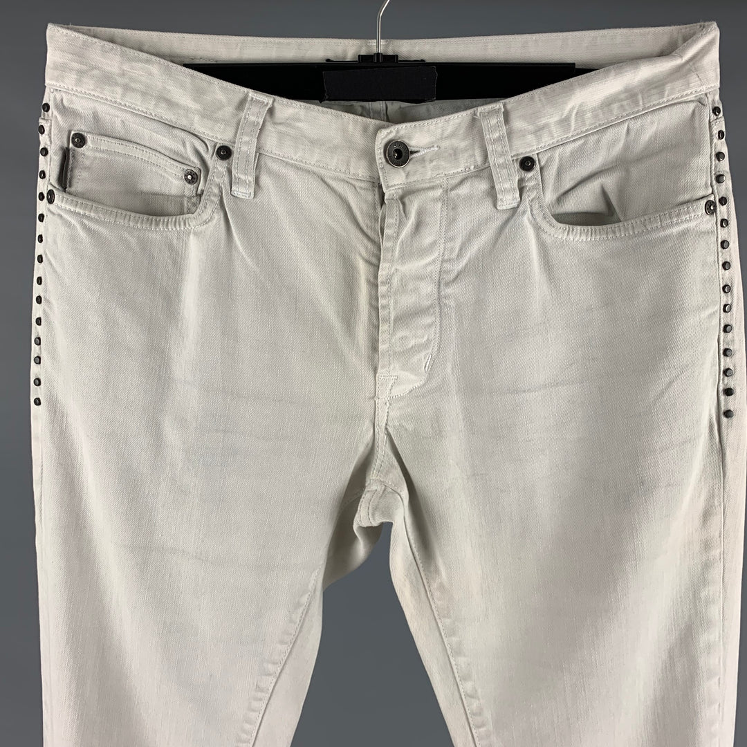 JOHN VARVATOS * U.S.A. Size 31 Light Blue Studded Cotton Elastane Jeans