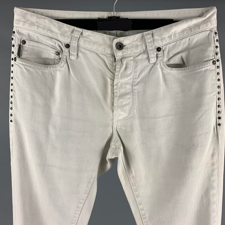 JOHN VARVATOS * U.S.A. Size 31 Light Blue Studded Cotton Elastane Jeans