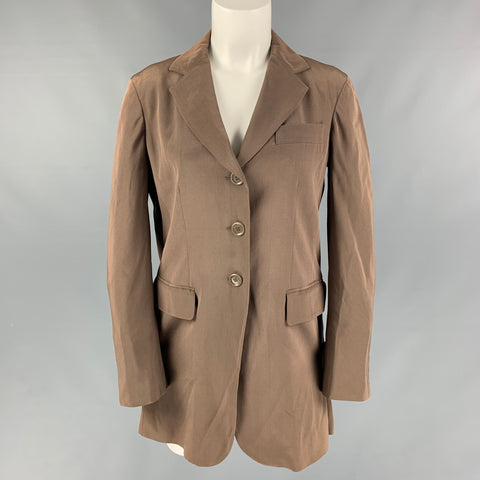 MOSCHINO Talla 6 Chaqueta sólida de mezcla de acetato color topo