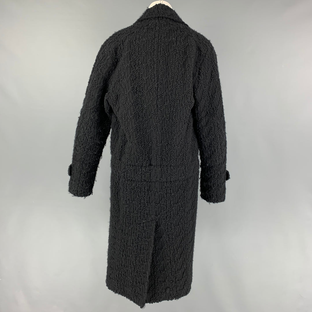 CoSTUME NATIONAL Size 2 Black Wool Polyamide Textured Notch Lapel Coat