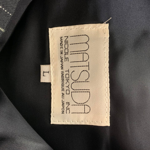 Vintage MATSUDA Size L Black on Black Jacquard Wool Pleated Dress Pants