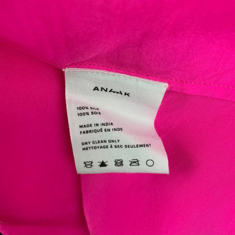 ANAAK Taille 2 Robe Sakura sans bretelles en soie à volants fuchsia